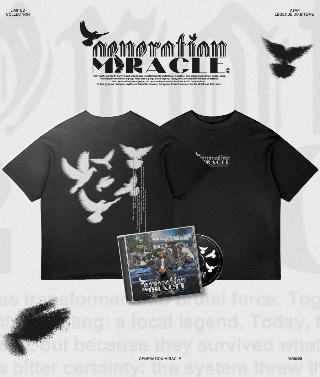 PACK "GÉNÉRATION MIRACLE" ALBUM + TSHIRT (NOIR) 🕊️