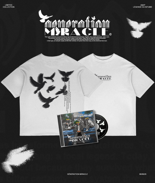 PACK "GÉNÉRATION MIRACLE" ALBUM + TSHIRT (BLANC) 🕊️