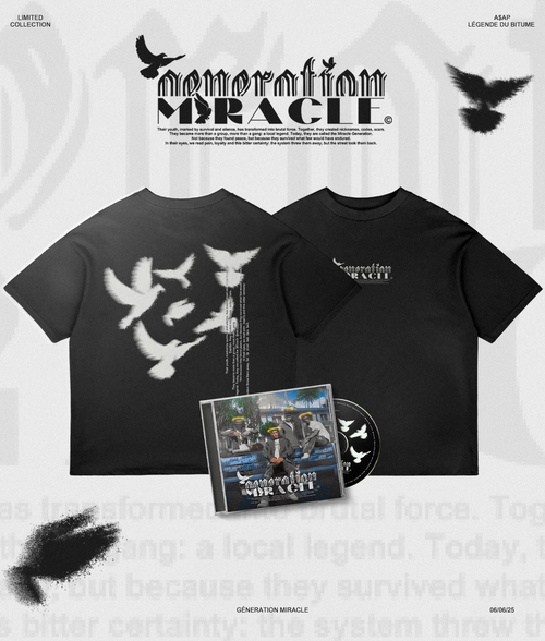 PACK "GÉNÉRATION MIRACLE" ALBUM + TSHIRT (NOIR) 🕊️